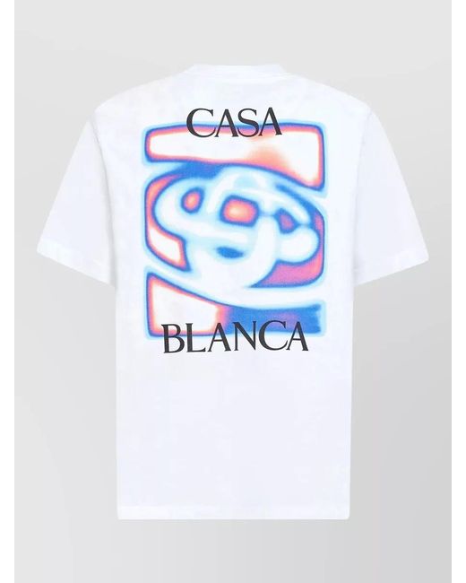 Casablanca White Ribbed Crewneck Short-Sleeve T-Shirt for men