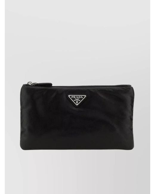 Prada Black Nappa Leather Pouch Textured Finish