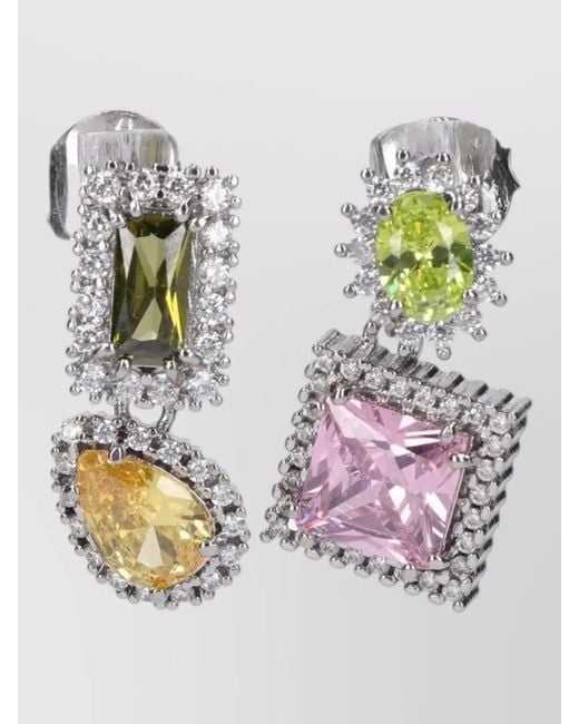 Maison Margiela Pink Sculptural Stud Earrings Multistone Tone