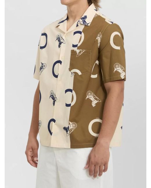 Céline Natural Cotton Printed Bowling Shirt for men