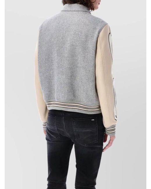 Amiri Gray Wool Appliqué Bomber Jacket for men