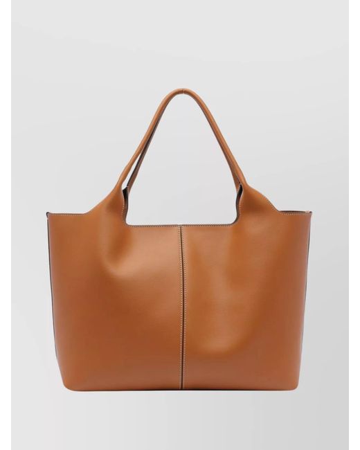 Tod's Brown Medium-Small Calf Leather Tote Bag