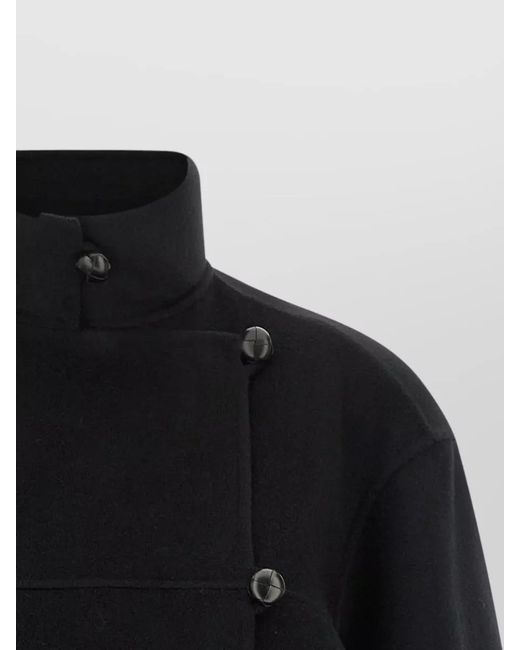 Rohe Black Wool Coat Double Breasted Button Collar