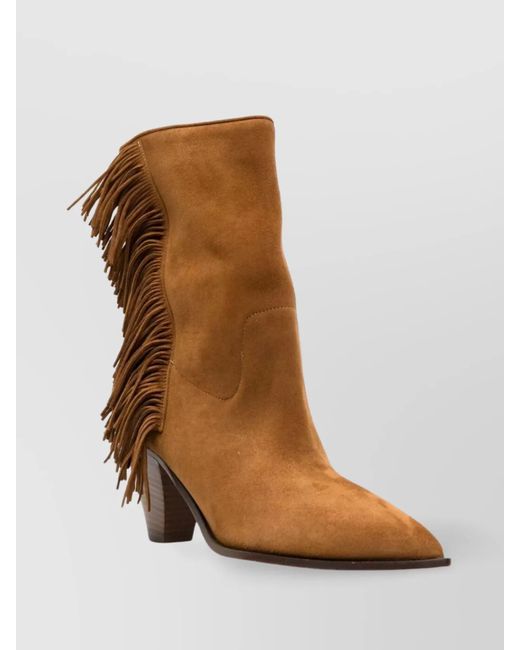 Aquazzura Brown Suede Leather Marfa Booties