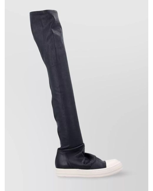 Rick Owens Blue Lamb Leather Hi-Top Sneakers