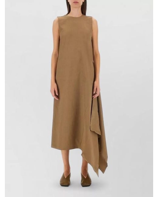 Uma Wang Natural Aura Midi Dress Asymmetric Hem V Back