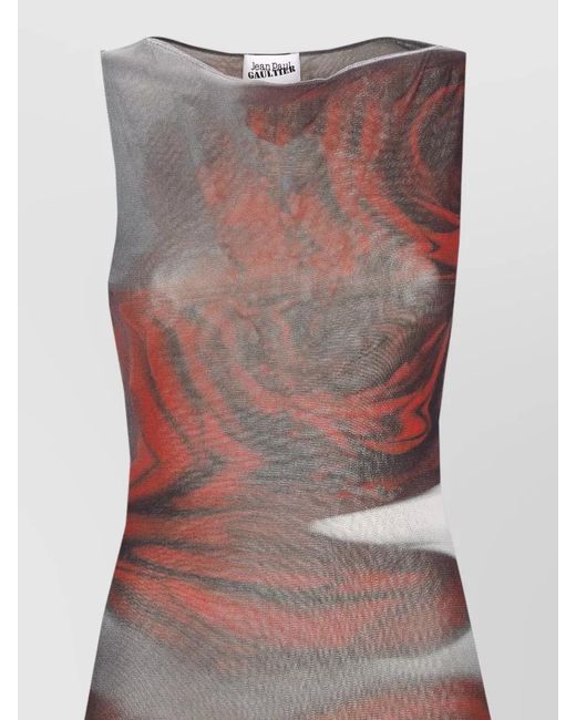 Jean Paul Gaultier White Printed Sleeveless Boat Neck Maxi Dress