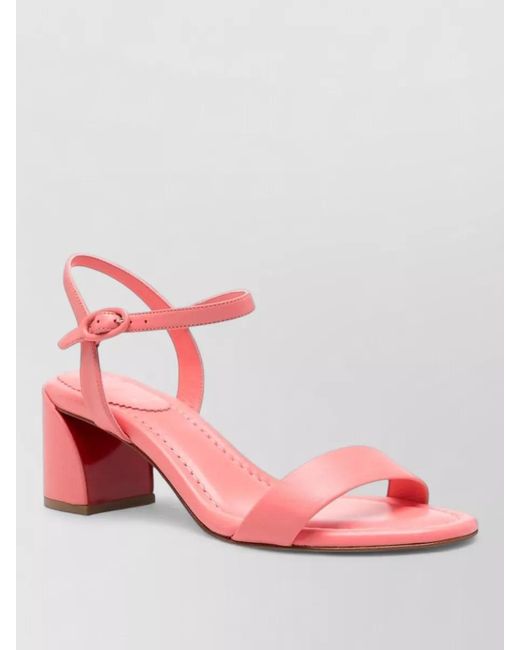 Christian Louboutin Pink Leather Ankle-Strap Block-Heel Sandals