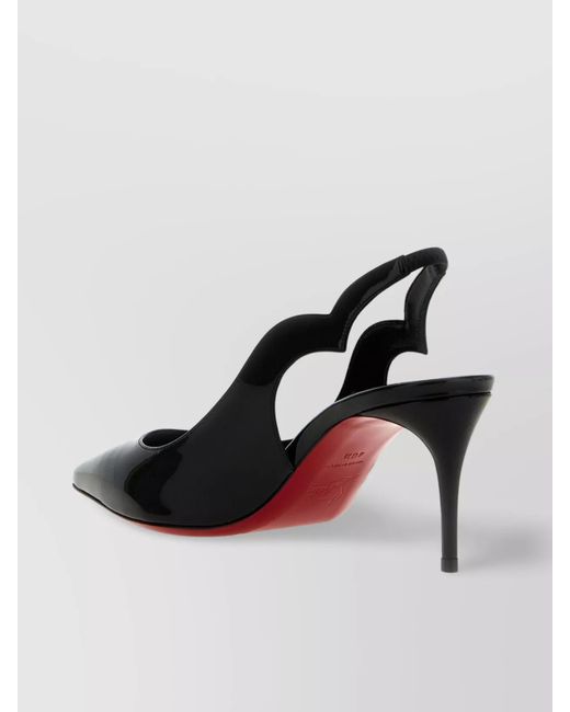 Christian Louboutin Black Patent Leather Pointed-Toe Slingback Pumps