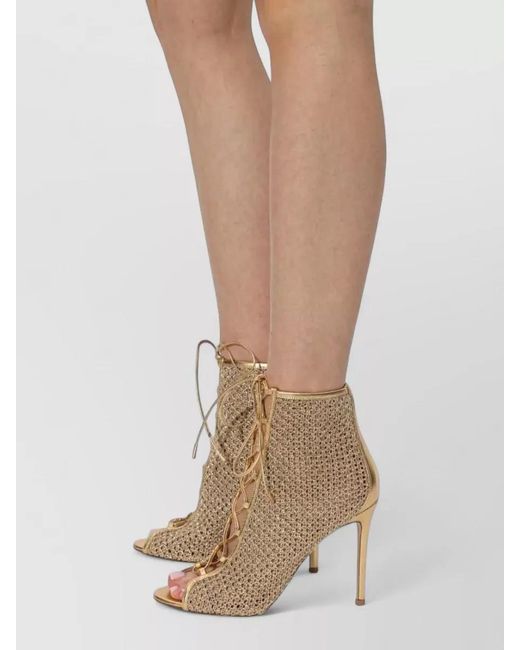 Gianvito Rossi Natural Lace Up Nappa Itaca High Heel Sandals