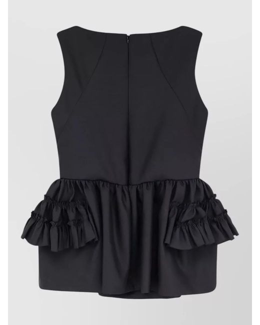 Dries Van Noten Black Casey Wool Silk Dress Flared Hem