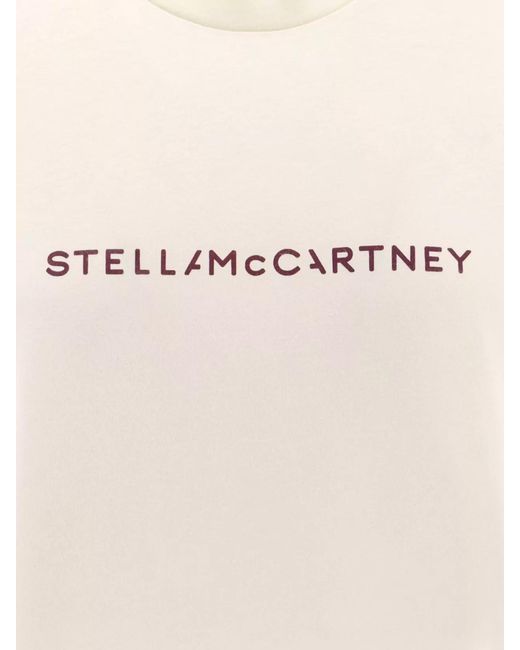 Stella McCartney Natural Cotton Logo Print Short Sleeve T-Shirt