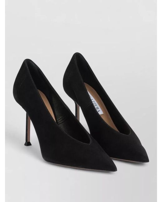 Aquazzura Black Suede Pointed Toe Stiletto Heel Pumps