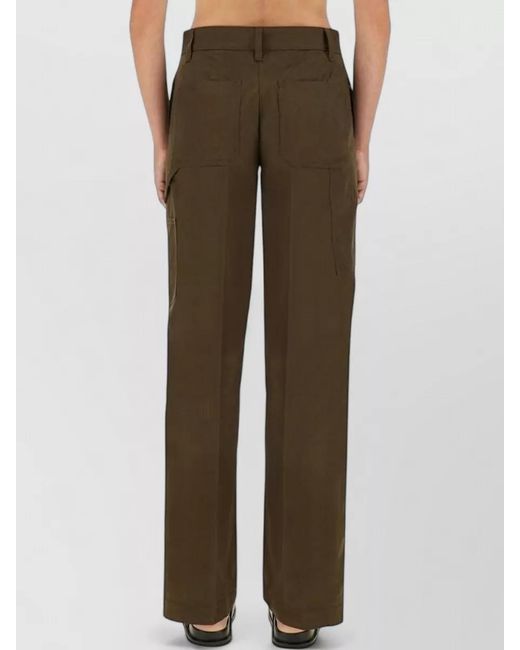 Tory Burch White Cotton Trousers Straight Leg Belt Loops Pockets