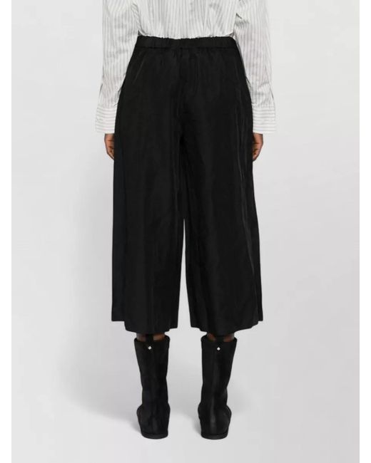 Comme des Garçons Black Cropped Wide Leg Shorts Two Pockets