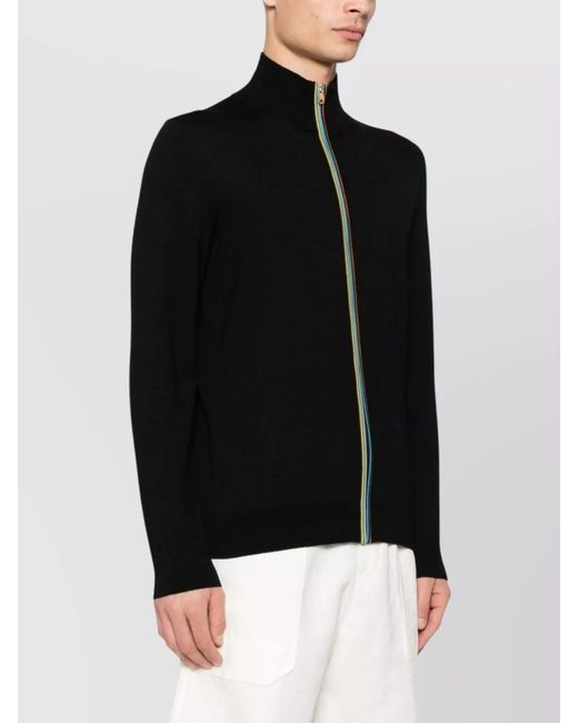 Paul Smith Black Stand-Up Collar Long Sleeves Cardigan for men