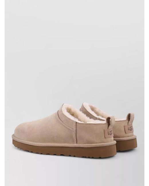 Ugg Natural Micro Slippers Pull Tab Round Toe Rubber Sole