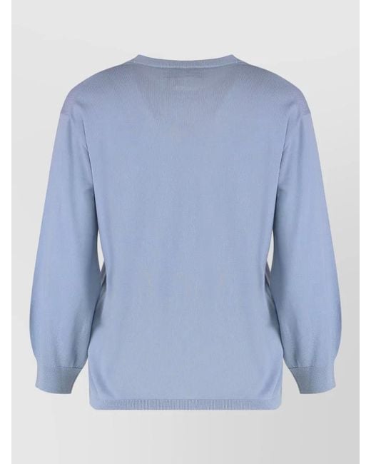 Max Mara Blue Amico Virgin Wool Crew Neck Sweater