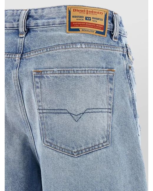 DIESEL Blue Denim Low-Rise Relaxed-Fit Knee-Length Shorts