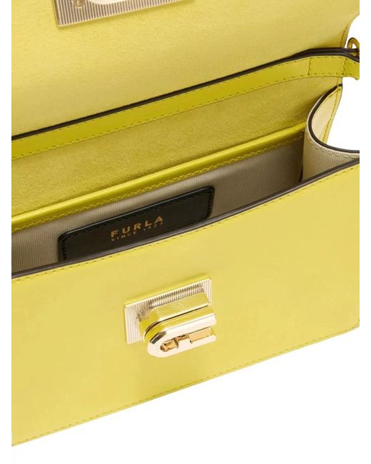 Furla Yellow Mini Crossbody Bag Structured Shape Adjustable Strap