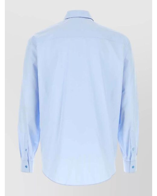 Fendi Blue Poplin Shirt Long Sleeves Button Down Collar for men