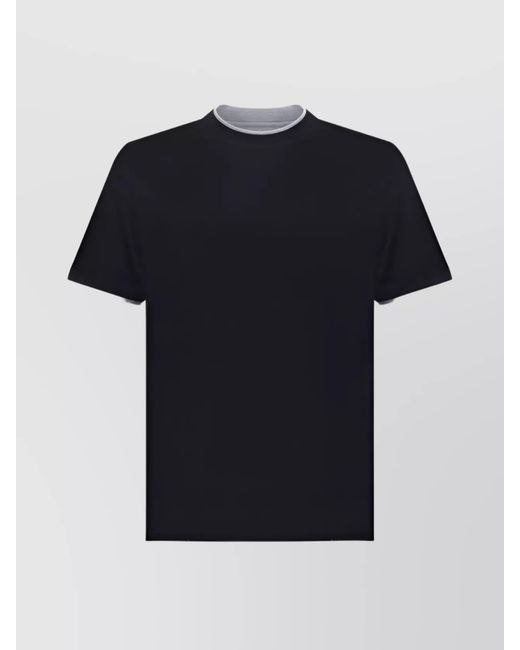 Brunello Cucinelli Black Cotton Regular-Fit Crew-Neck Short-Sleeve T-Shirt for men