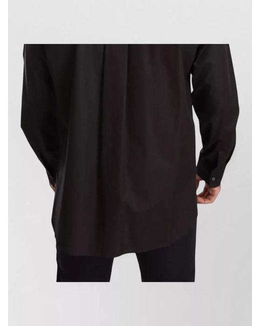 Dolce & Gabbana Black Cotton Relaxed-Fit Long-Sleeve Mandarin-Collar Shirt for men