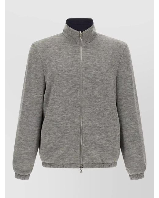 Brunello Cucinelli Gray Reversible Jacket Elastic Cuffs High Collar for men