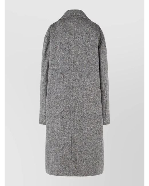 Dries Van Noten Gray Rascott Wool Coat Mid Length Lapel for men
