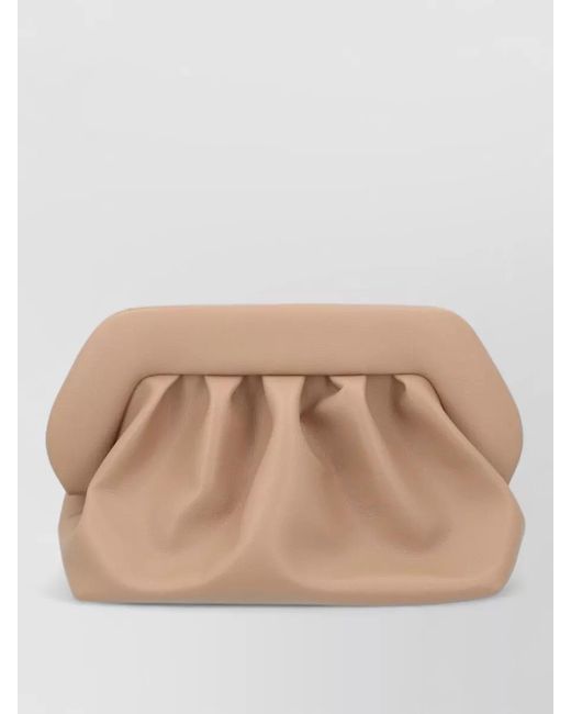 THEMOIRÈ Natural Pleated Rectangular Clutch Bag Wrist Strap