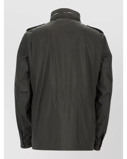 Moorer Black Denver Jacket High Collar Epaulettes for men