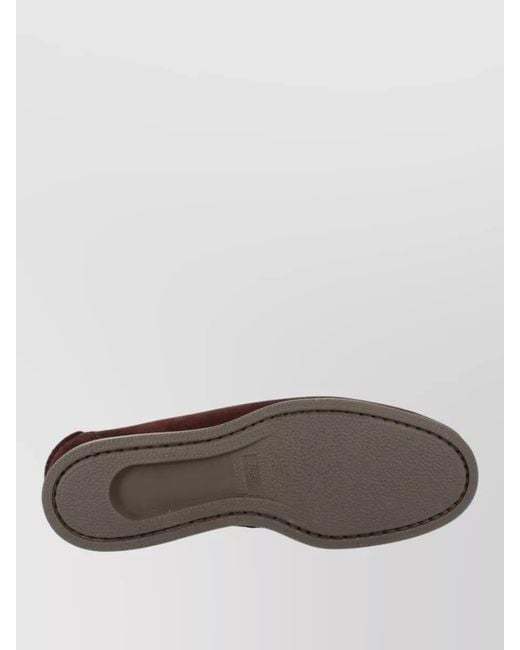 G.H.BASS Brown Boat Shoes Moc Toe Suede Bow Rubber for men