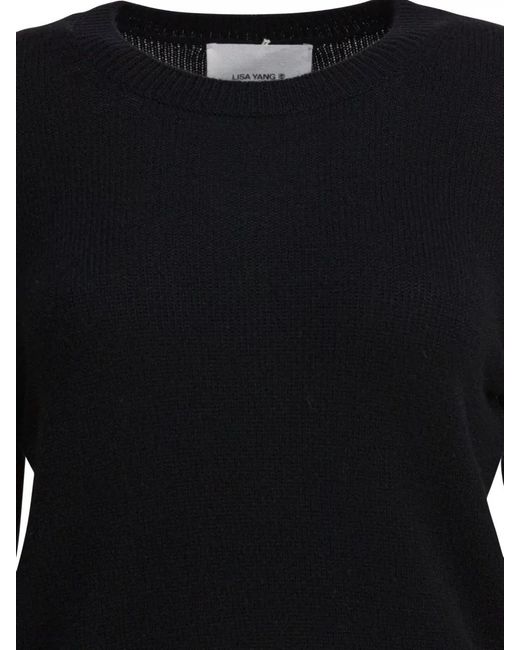 Lisa Yang Black Cashmere Ribbed Crewneck Sweater