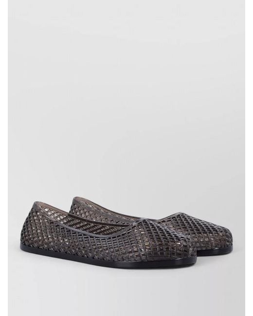 Ancient Greek Sandals Gray Mesh Ballerina Flat Shoe Round Toe