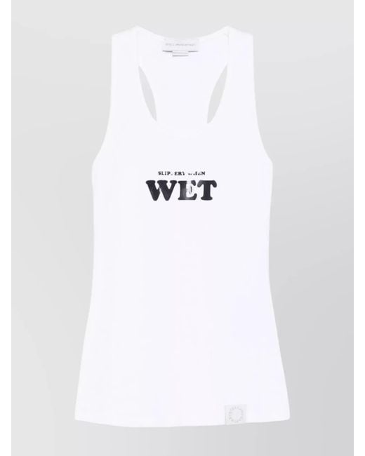 Stella McCartney White Cotton Graphic Tank Top