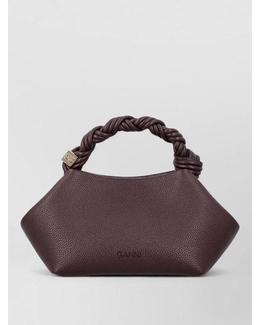 Ganni Brown Bou Small Grain Leather Shoulder Bag