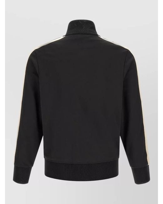 Palm Angels Black Track Jacket High Collar Contrast Stripes for men
