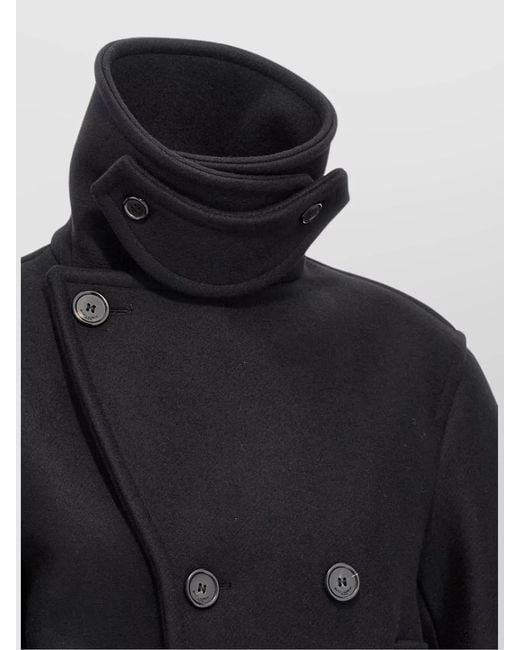 Saint Laurent Black Virgin Wool Oversized Double-Breasted Caban Coat
