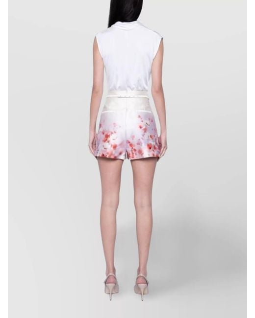 Zimmermann Pink Silk Blend Floral-Print High-Rise Tailored Shorts