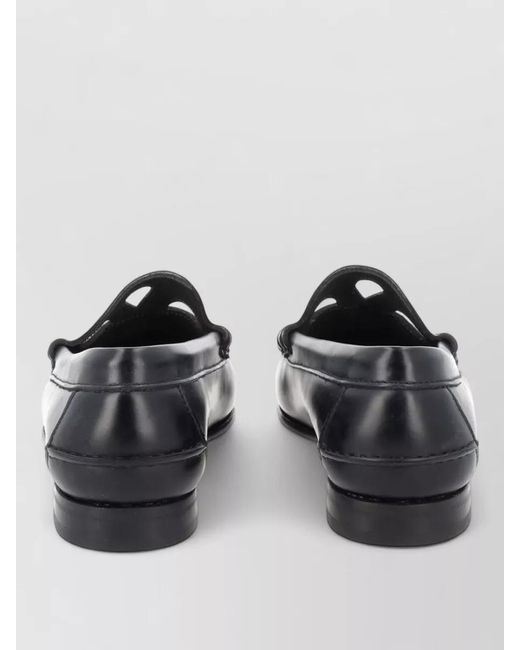 Hereu Gray Loafers Cut Out Design Round Toe Stitching
