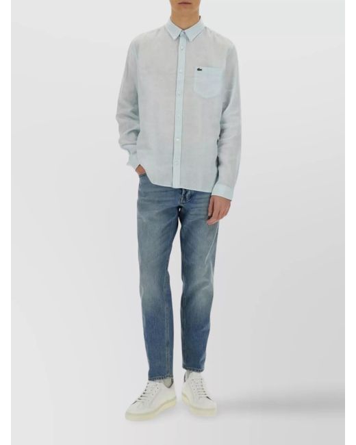 Lacoste Gray Logo Shirt With Pocket And Collar for men