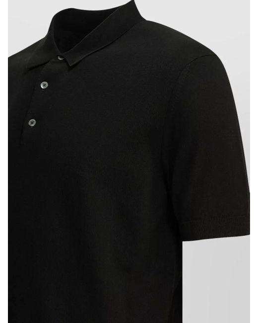 Baracuta Black Short Sleeve Polo Shirt Ribbed Collar Cuffs for men
