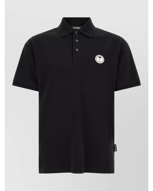 Palm Angels Black Logo Badge Regular Fit Polo Shirt for men