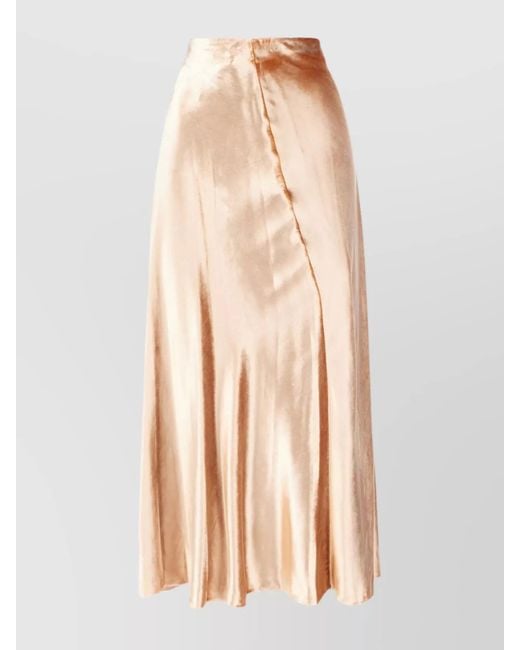 Tory Burch Natural High-Waisted A-Line Skirt Satin Finish