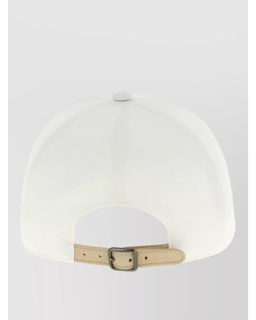 Brunello Cucinelli White Baseball Hat Curved Brim Embellished Band