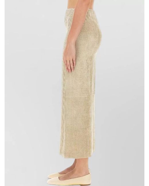 Alysi Natural Velvet Skirt High Waist Side Slit