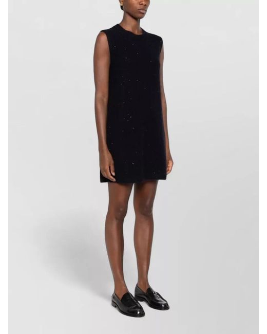 Fabiana Filippi Black Sequined Sleeveless Ribbed Knit Mini Dress