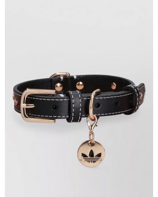 Adidas Black Belt Contrast Stitching D Ring Decorative Studs Charm