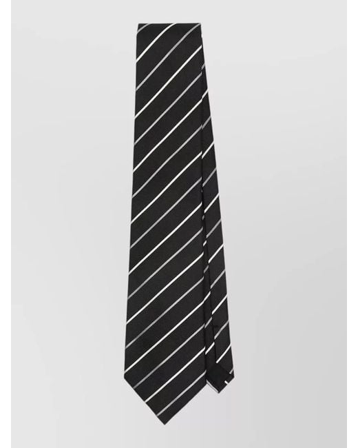 Saint Laurent White Striped Necktie Smooth Texture Lightweight Formal Style for men