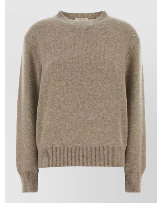 The Row Natural Cashmere Noval Sweater Crew Neck Ribbed